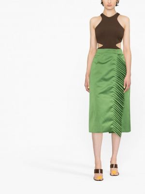 Plisované saténové midi sukně Etro zelené