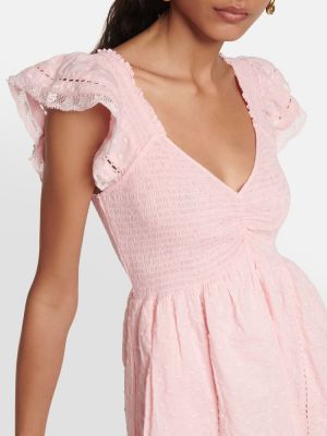 Bavlněné mini šaty Loveshackfancy růžové