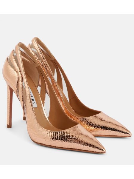 Läder pumps Aquazzura guld