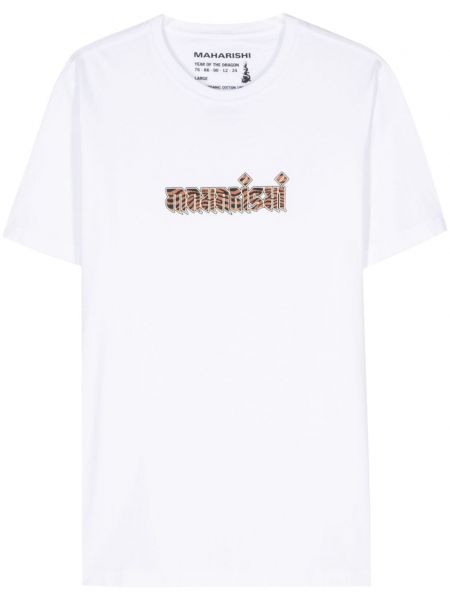 T-shirt en fourrure en coton et imprimé rayures tigre Maharishi blanc