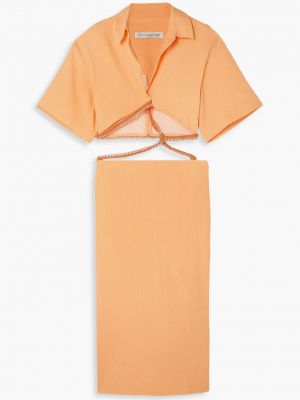 Льняное длинное платье Christopher Esber оранжевое