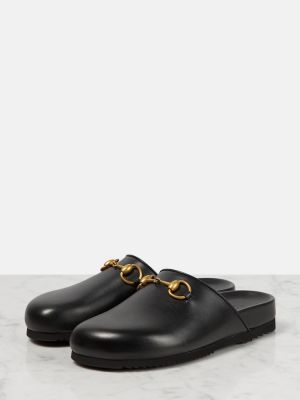 Usnjene nizki čevlji Gucci črna