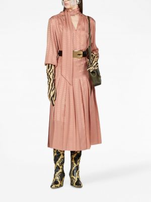Růžový plisovaný hedvábný šál Gucci
