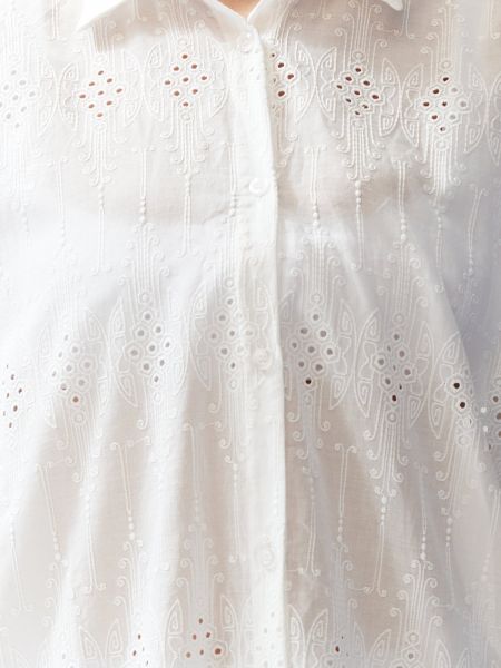 Плетена памучна риза бродирана Trendyol бяло
