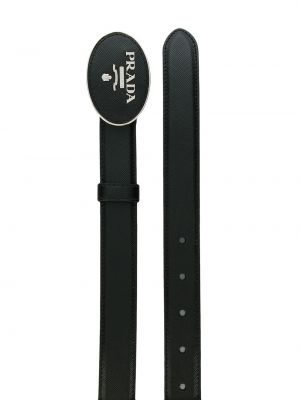Cinturón de cuero con hebilla Prada negro