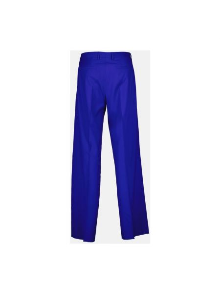 Pantalones de lana de seda Versace azul