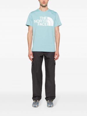 Bavlněné tričko s potiskem The North Face modré