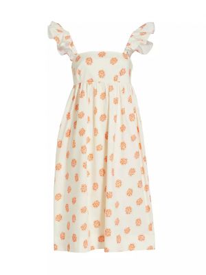 Хлопковое платье в цветочек Baum Und Pferdgarten оранжевое