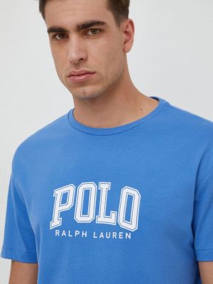 Памучна поло тениска с принт Polo Ralph Lauren синьо