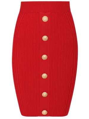 Красная юбка мини из вискозы Balmain