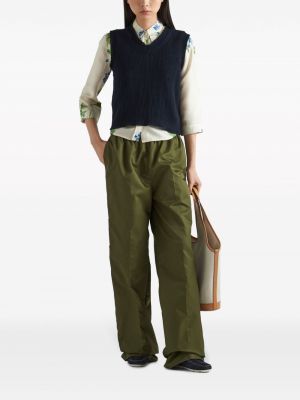 Rovné kalhoty z nylonu Prada zelené