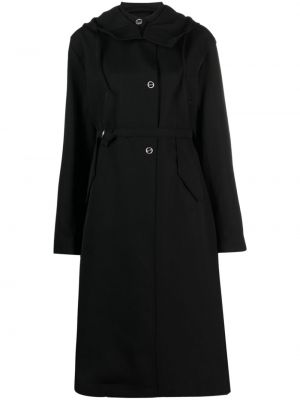 Manteau en laine à capuche Jil Sander noir