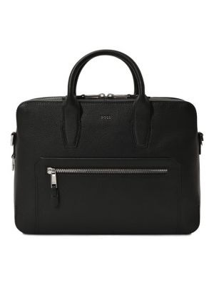 Кожаная сумка для ноутбука Boss черная
