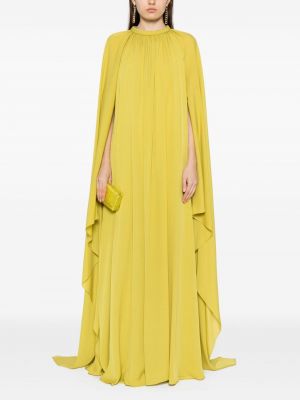 Drapované asymetrické hedvábné večerní šaty Elie Saab žluté