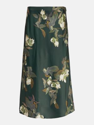 Svilena satenska midi suknja s cvjetnim printom Vince