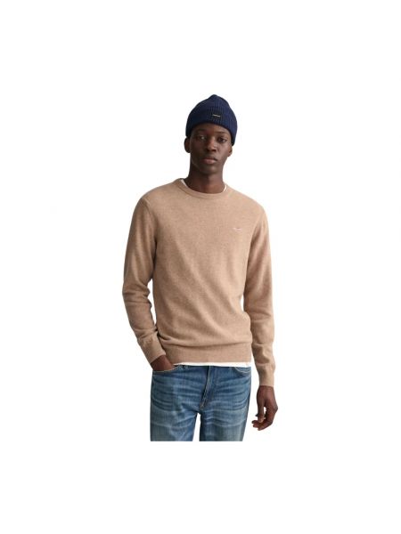 Sweter wełniany klasyczny Gant beżowy