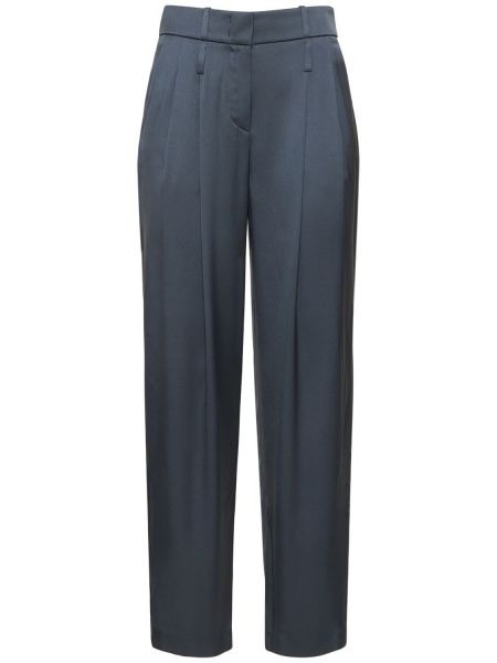 Plisované hedvábné saténové kalhoty Giorgio Armani
