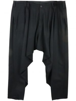 Vlněné rovné kalhoty Yohji Yamamoto černé