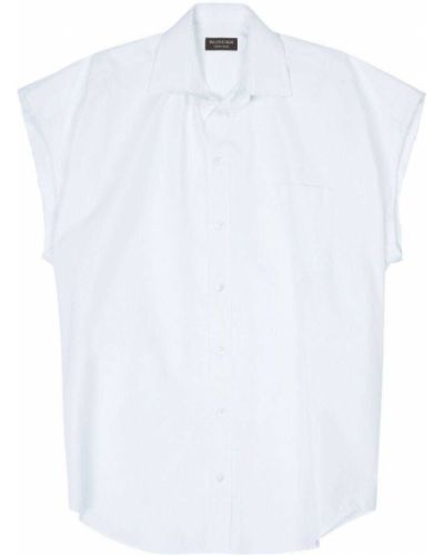 Ärmellose t-shirt mit geknöpfter Balenciaga weiß