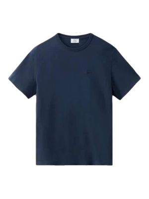 Koszulka bawełniana Woolrich niebieska
