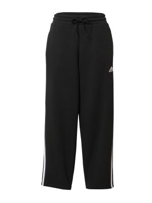 Pruhované fleecové priliehavé teplákové nohavice Adidas Sportswear čierna