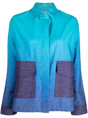 Lanena srajca s prelivanjem barv Bambah modra