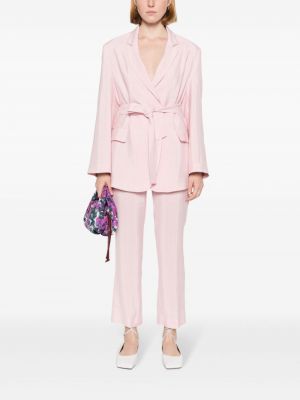 Kostkované rovné kalhoty Semicouture růžové