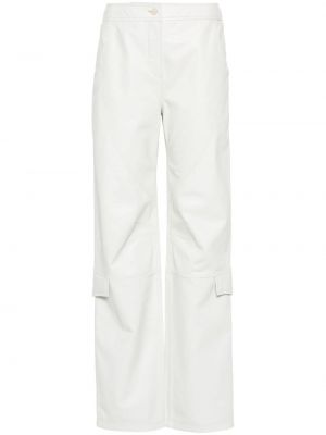 Δερμάτινο παντελόνι με ίσιο πόδι Alberta Ferretti λευκό