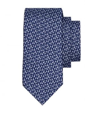 Hedvábná kravata s potiskem Ferragamo modrá
