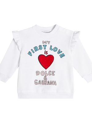 Bomull brodert hettegenser for jenter Dolce&gabbana Kids hvit