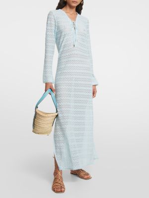 Csipkés kötött fűzős midi ruha Melissa Odabash kék