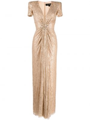 Sukienka wieczorowa z dekoltem w serek Jenny Packham złota