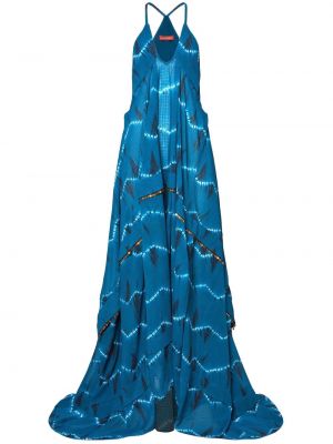 Tie dye sukienka długa z nadrukiem Altuzarra niebieska