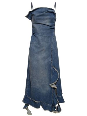 Midi haljina s volanima Acne Studios plava