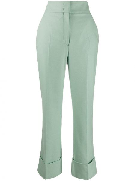 Pantalones rectos de cintura alta Alberta Ferretti verde