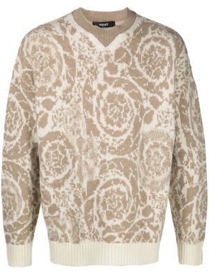 Žakárový vlnený sveter Versace béžová
