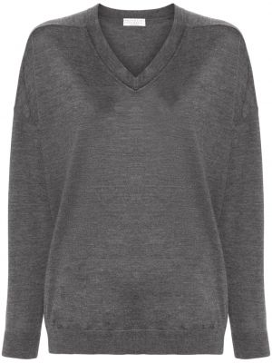 Пуловер с v-образно деколте Brunello Cucinelli сиво