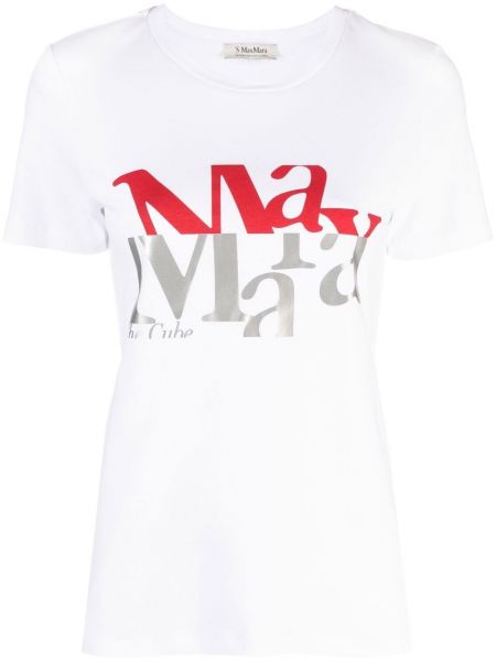 Koszulka z nadrukiem S Max Mara biała