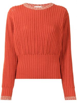 Sweter z okrągłym dekoltem Agnona pomarańczowy