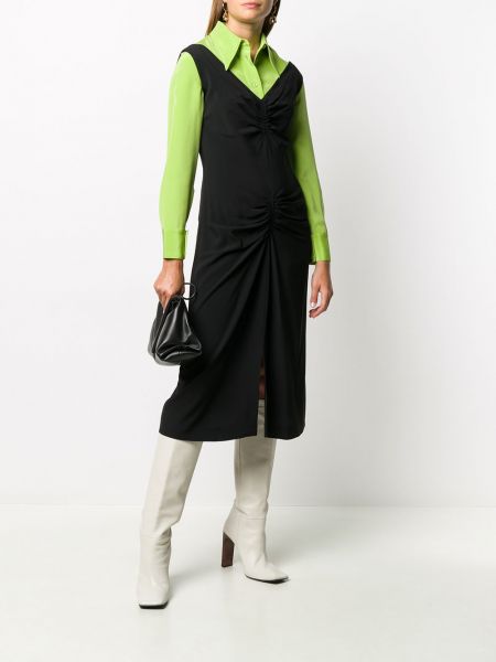 Vestido con escote v Christian Dior negro