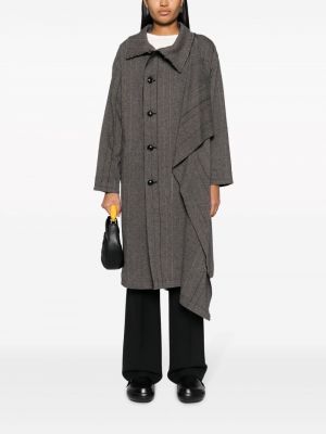 Manteau à imprimé asymétrique à motif chevrons Y's gris