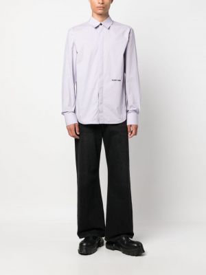 Bavlněná košile s výšivkou Helmut Lang fialová