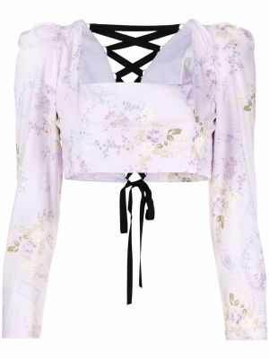 Блуза на цветя с принт Ulyana Sergeenko розово