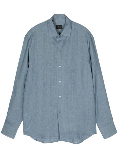 Ľanová košeľa Brioni modrá