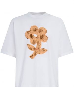 Bombažna majica s cvetličnim vzorcem s potiskom Marni