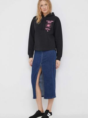 Bluza z kapturem z nadrukiem Calvin Klein Jeans czarna
