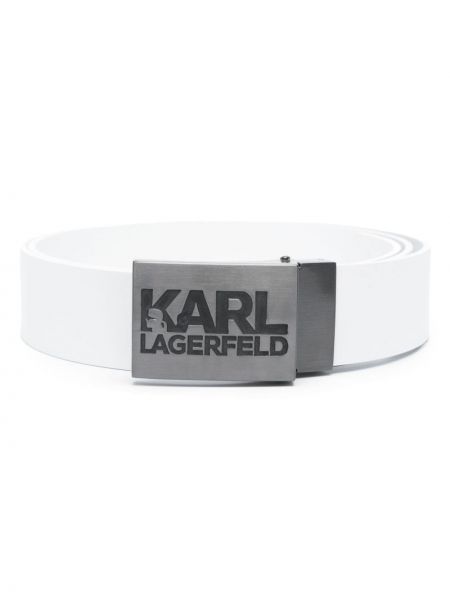 Pasek skórzany Karl Lagerfeld biały