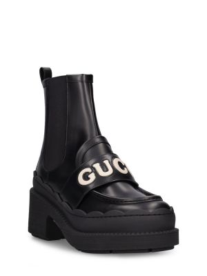 Kožené členkové topánky Gucci čierna