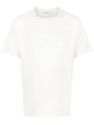 Broderet t-shirt Maison Kitsuné hvid