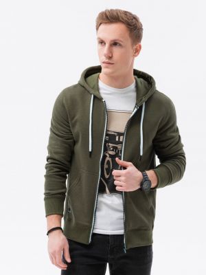 Mikina s kapucí na zip Ombre Clothing zelená